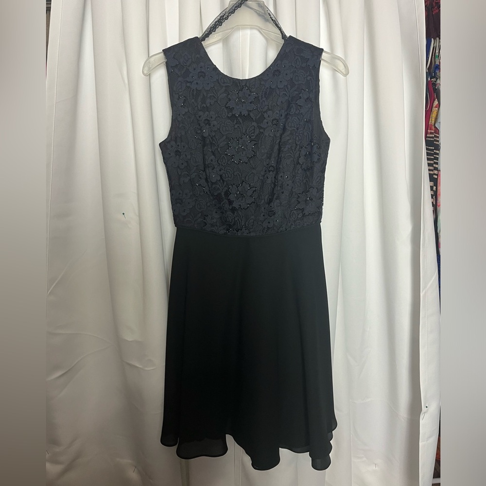 Cachet black dress was lace top overlay size 6